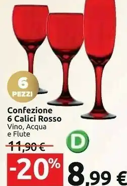 Carrefour Confezione 6 calici rosso offerta