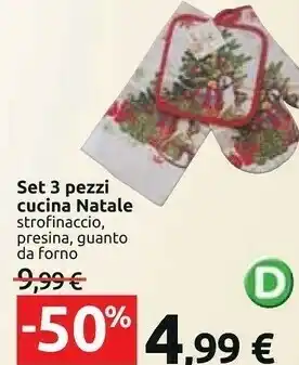 Carrefour Set 3 pezzi cucina natale offerta
