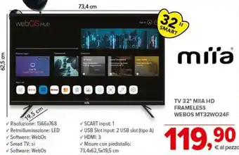 Todis miia TV 32" MIIA HD FRAMELESS WEBOS MT32WO24F offerta