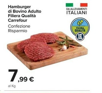 Carrefour Market Carrefour hamburger di bovino adulto filiera qualità offerta
