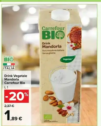 Carrefour Market Carrefour bio drink vegetale mandorla offerta