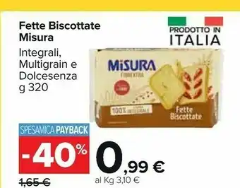Carrefour Market 40 fette biscottate dolcesenza 320 g(ml) offerta