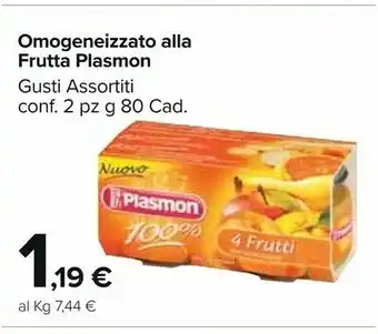 Carrefour Market Omogeneizzato alla frutta gusti assortiti conf 2 pz g 80 offerta