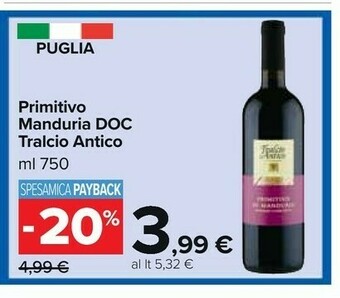 Carrefour Market Primitivo manduria doc offerta