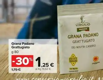 Carrefour Market Virgilio grana padano grattugiato offerta