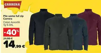Carrefour Market Pile uomo full zip colori assortiti tg s-3xl offerta