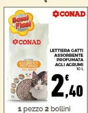 Conad City Lettiera gatti assorbenti profumata agli agrumi offerta