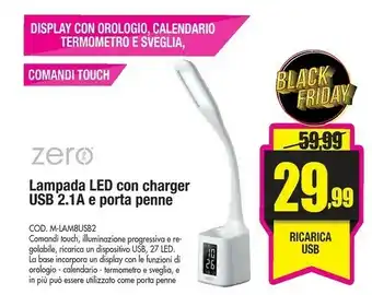 Wellcome Lampada led con charger usb 2.1a e porta penne offerta