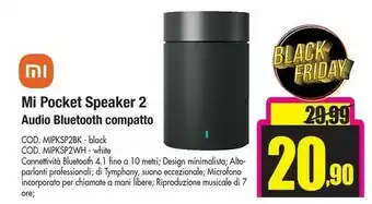 Wellcome Mi pocket speaker 2 audio bluetooth compatto offerta