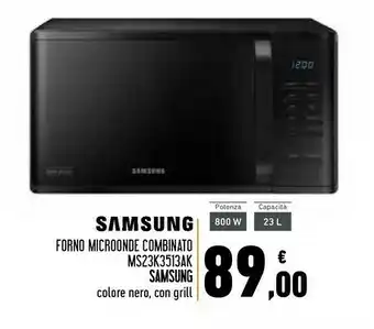 Samsung forno microonde combinato ms23k3513ak