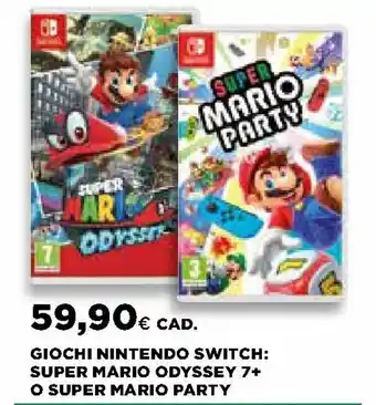 Ipercoop Giochi Nintendo Switch: Super Mario Odyssey 7+ o Super Mario Party offerta