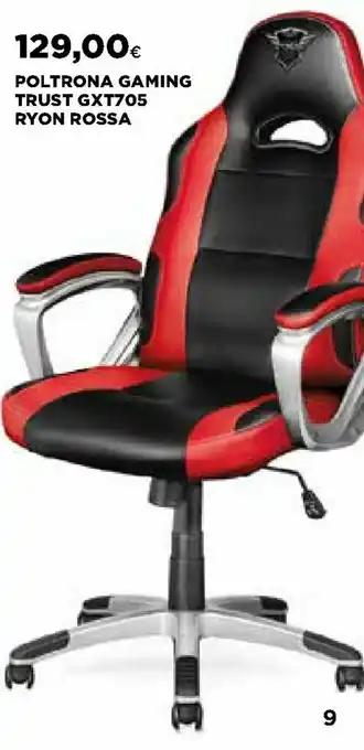 Ipercoop Poltrona Gaming Trust GXT705 Ryon Rossa offerta