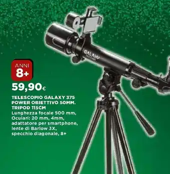 Ipercoop Telescopio Galaxy 375 Power Obiettivo 50mm. Tripod 115cm offerta