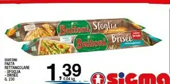 Sigma Pasta rettangolare - sfoglia -brisee g 230 offerta