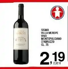 Sigma Sigma villa merope vino montepulciano d'abruzzo offerta