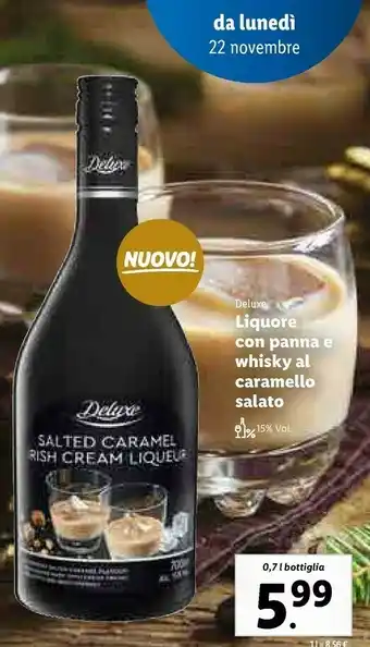 Lidl Deluxe liquore con panna e whisky al caramello salato offerta