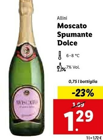 Lidl Moscato spumante dolce offerta