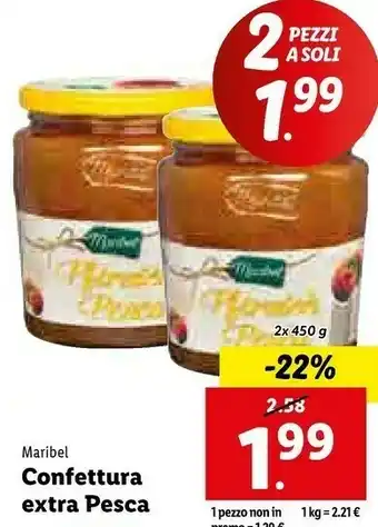 Lidl Maribel - confettura extra di pesca 450 g(ml) offerta