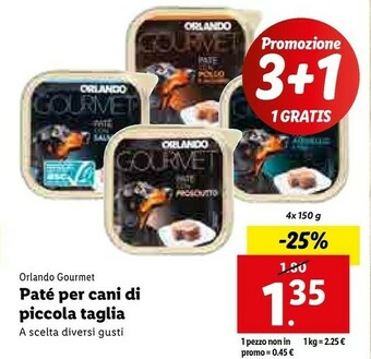 Lidl Orlando gourmet paté per cani di piccola taglia offerta