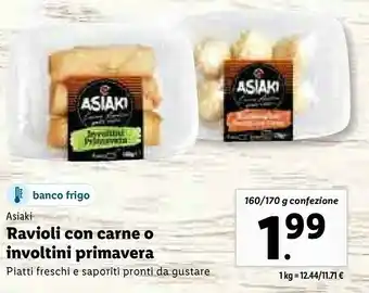 Lidl Asiaki ravioli con carne o involtini primavera offerta