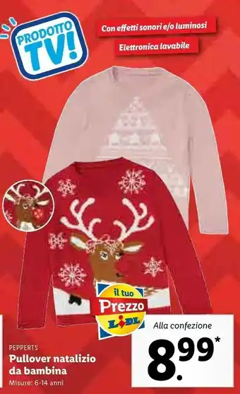 Lidl Pepperts pullover natalizio da bambina offerta