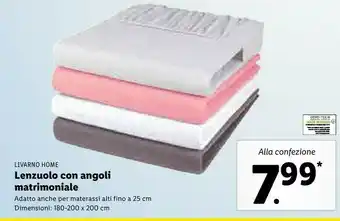 Lidl Livarno home lenzuolo con angoli matrimonilae 180x200 cm offerta