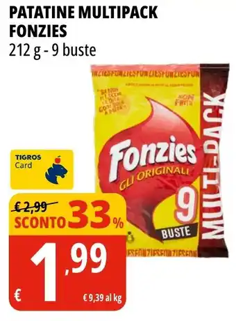 Tigros Patatine multipack FONZIES offerta