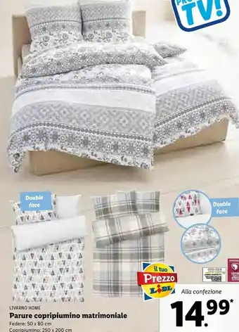 Lidl Livarno home parure copripiumino matrimoniale 50x80 cm offerta