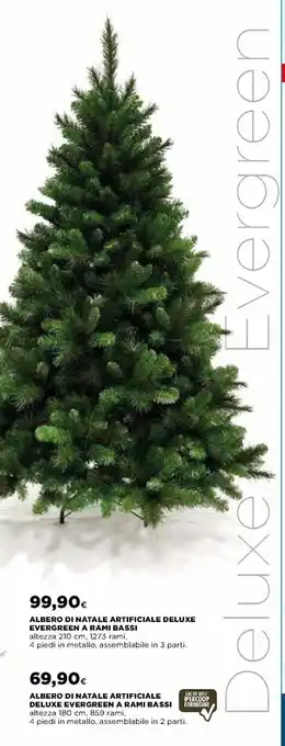 Ipercoop Albero di Natale Artificiale Deluxe Evergreen a Rami Bassi 210 cm offerta