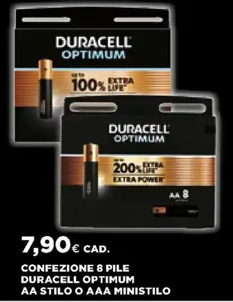 Ipercoop Confezione 8 Pile Duracell Optimum AA Stilo o AAA Ministilo offerta