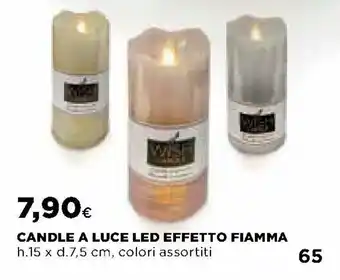 Candle A Luce Led Effetto Fiamma h.15 x d.7,5 cm