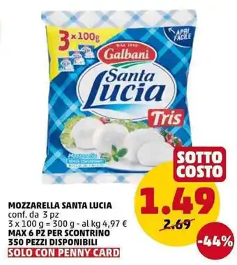PENNY Galbani Santa Lucia Mozzarella 300g offerta