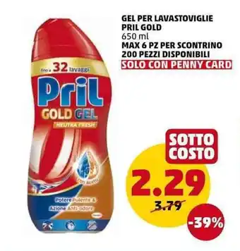 Pril Gold Gel Per Lavastoviglie 650ml