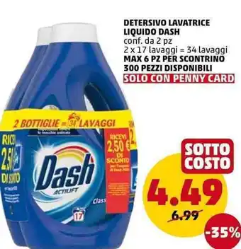 PENNY Dash Detersivo Lavatrice Liquido 34 lavaggi offerta