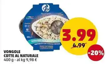 PENNY Vongole Cotte Al Naturale 400g offerta