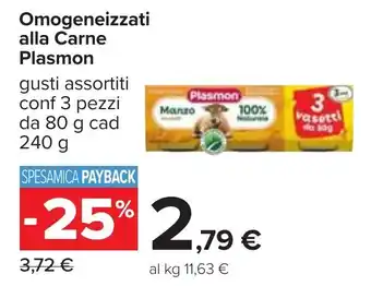 Carrefour Omogeneizzati alla Carne Plasmon offerta