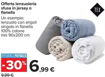 Carrefour Offerta lenzuoleria sfusa in jersey o flanella offerta