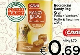 Crai Crai bocconcini randy dog pollo e verdure offerta