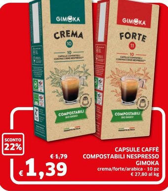 Ecu Discount Gimoka Capsule Caffe Compostabili Nespresso 10 pz offerta