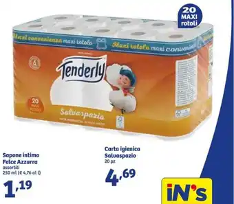 In'S Mercato Tenderly Carta igienica Salvaspazio 20 pz offerta