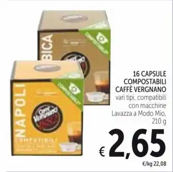 Spazio Conad Caffè Vergnano 16 Capsule Compostabili 210 g offerta