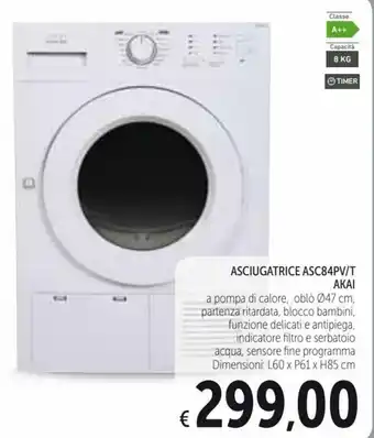 Spazio Conad Akai Asciugatrice ASC84PV/T offerta