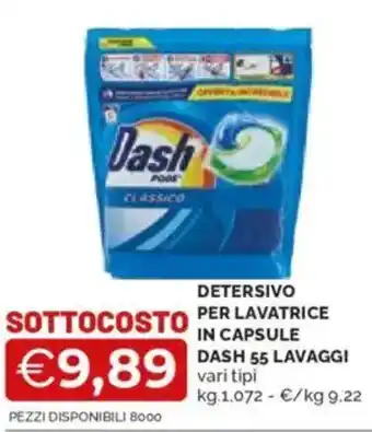 Mercatò Detersivo sottocosto per lavatrice in capsule DASH 55 LAVAGGI offerta