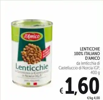 Spazio Conad D'Amico Lenticchie 100% Italiano 400g offerta