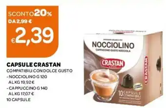 Ekom Crastan Capsule Nocciolino 120 g Cappuccino 140 g 10 Capsule offerta