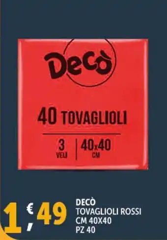 Deco Supermercati Decò tovaglioli rossi offerta