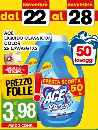 Gecop Ace Liquido Classico/Color 25 lavaggi x2 offerta