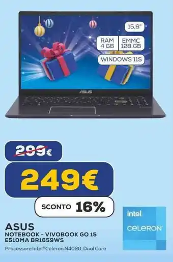 Euronics ASUS NOTEBOOK - VIVOBOOK GO 15 E510MA BR1659WS offerta