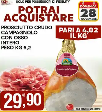 Gecop Prosciutto Crudo Campagnolo con Osso Intero Peso 6,2 kg offerta