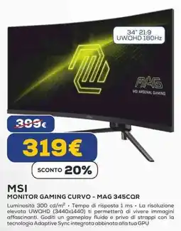 Euronics MSI MONITOR GAMING CURVO - MAG 345CQR offerta